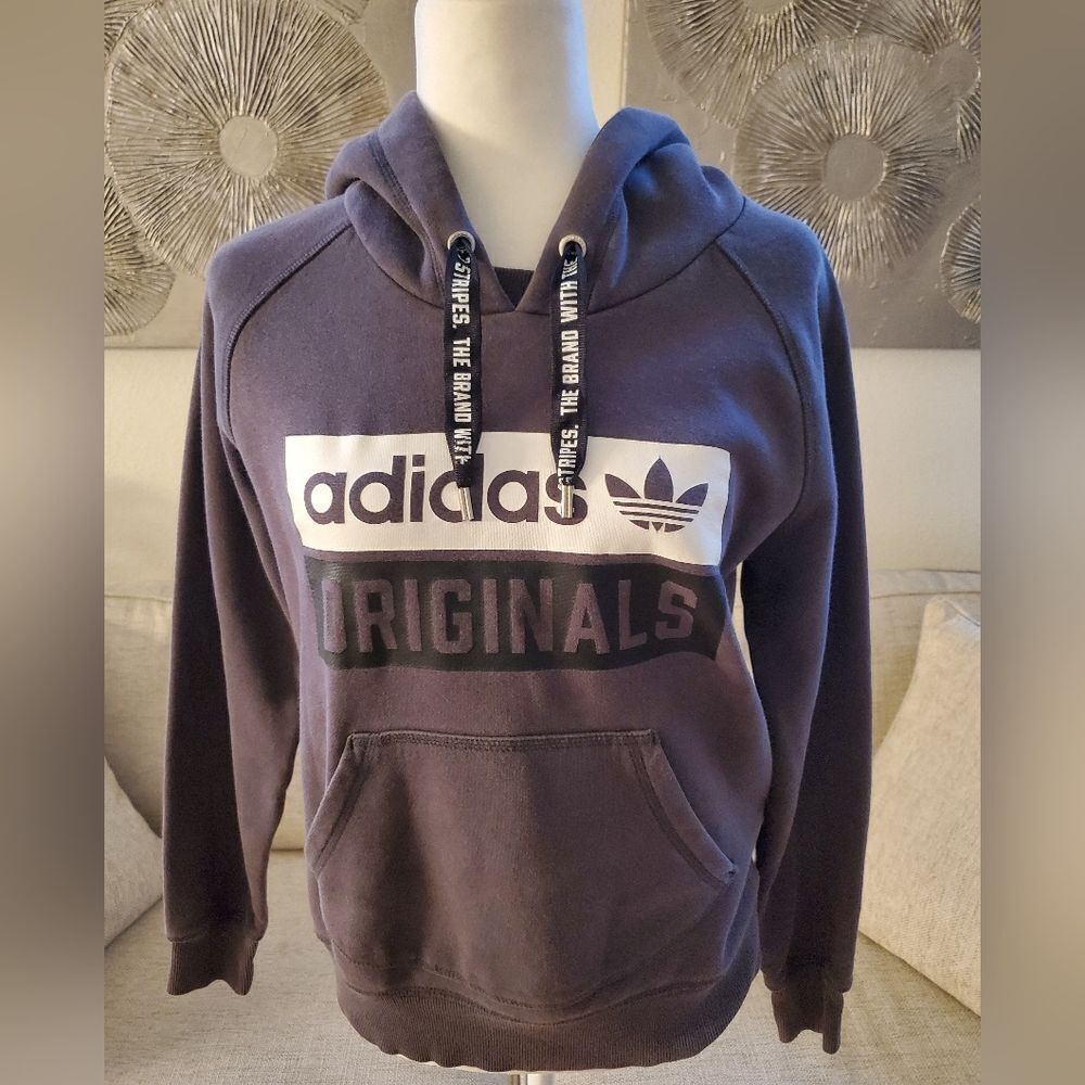 ✨ADIDAS ORIGINALS✨ Logo Drawstring Hoodie Sweatshirt - [Small, Gray] - Picture 6 of 14